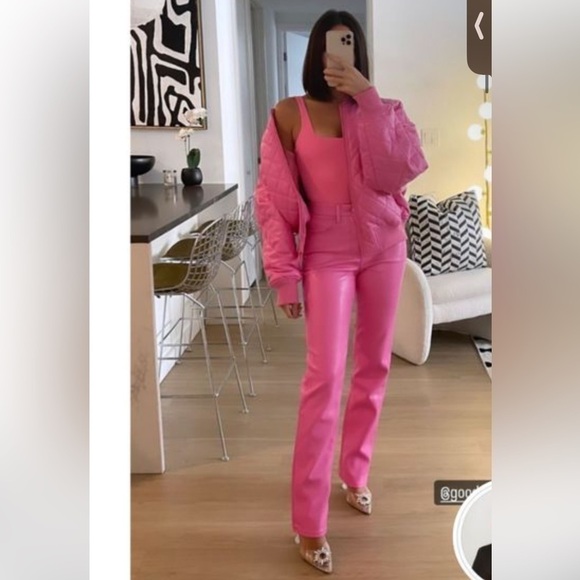 Good American Pants - Good American Good Icon Faux Leather Pants💕SOLD OUT💕Barbie Core Pink Size 4/27